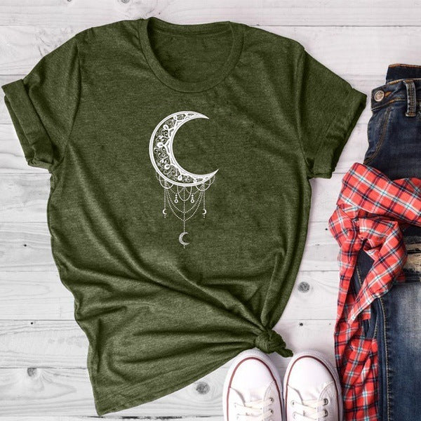 Mandy – Damen T-Shirt mit Sonnen- und Mond-Druck