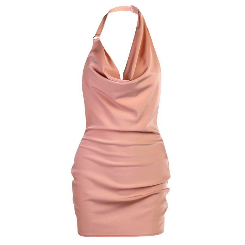 Carol – Satin-Partykleid mit V-Ausschnitt und rückenfreiem Design