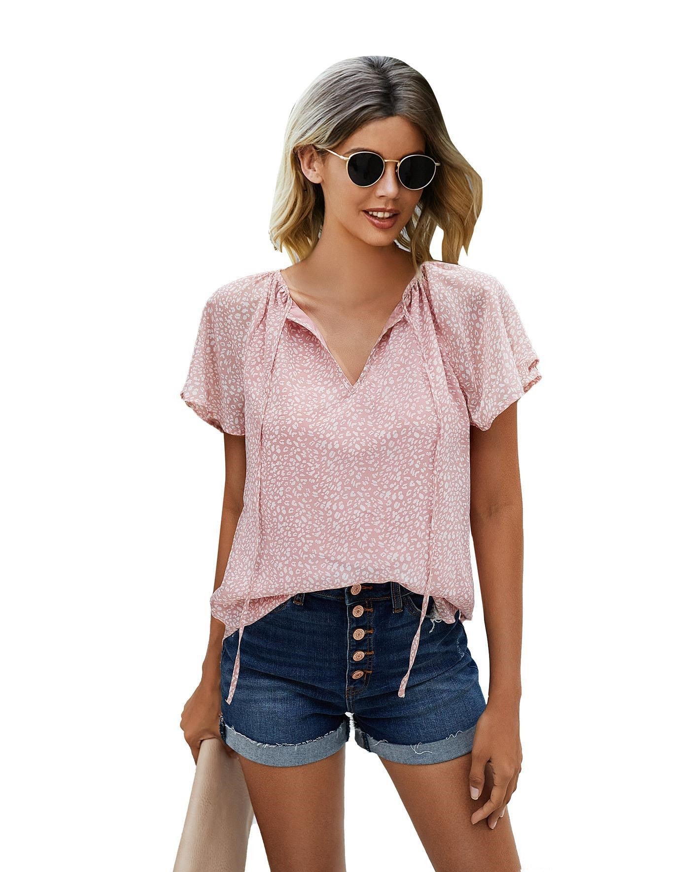 Mandy – Bluse mit Floralem Muster und Lotusblattärmeln