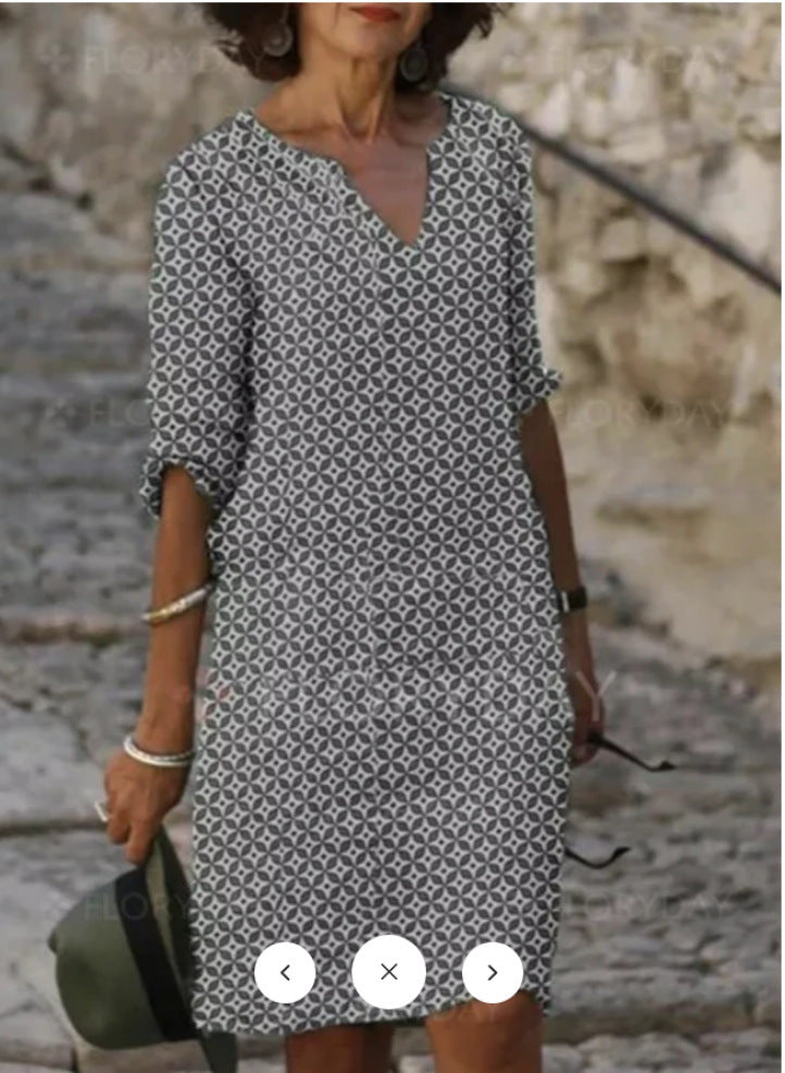 Damen Sommerkleid mit geometrischem Muster, legerer Stil, ideal für Alltag und Freizeit