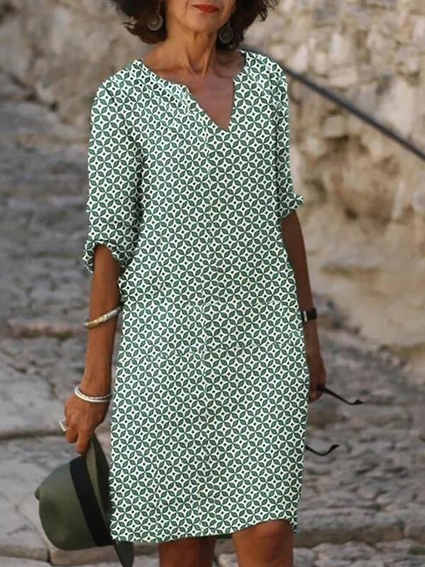 Damen Sommerkleid mit geometrischem Muster, legerer Stil, ideal für Alltag und Freizeit