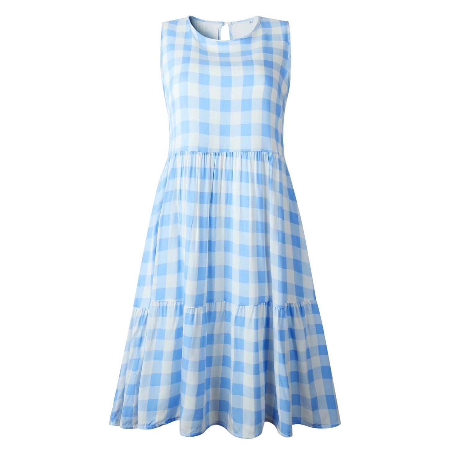 Kathryn – Lockeres Taillenfreies Damen-Kurzrock-Kleid mit schwarzem Karomuster