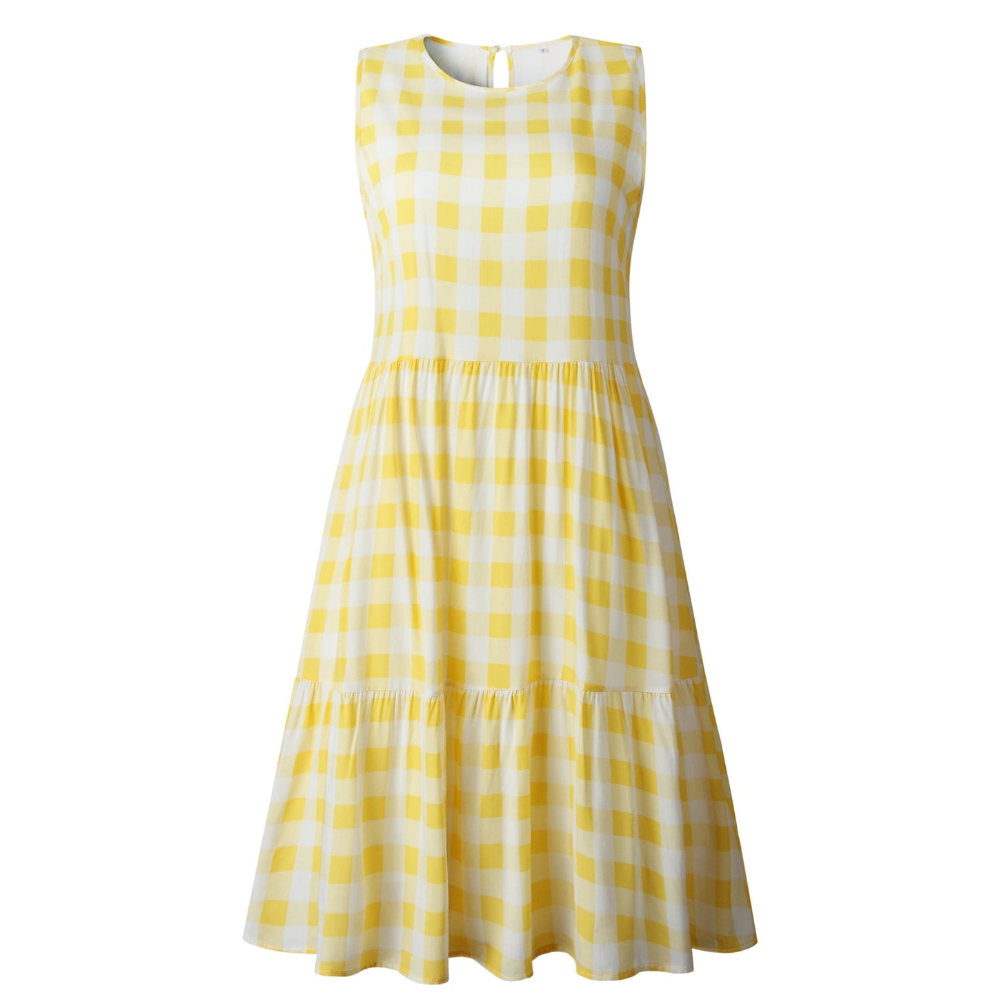 Kathryn – Lockeres Taillenfreies Damen-Kurzrock-Kleid mit schwarzem Karomuster