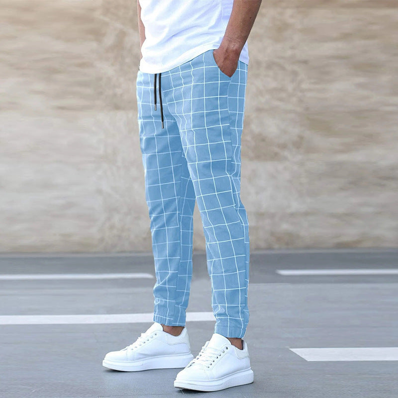Herren Casual Karierte Jogginghose – Stilvolle Straight-Leg Freizeithose für Alltag und Sport