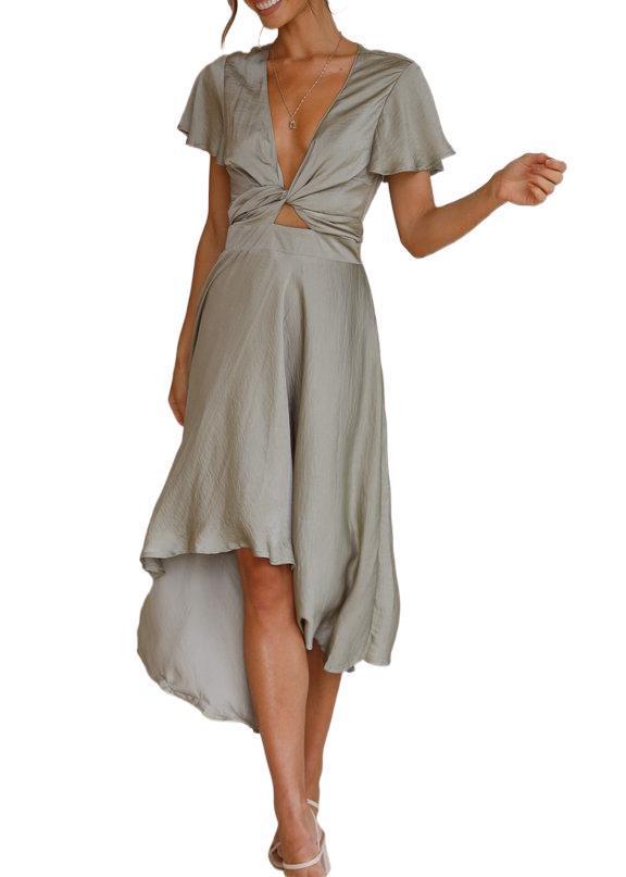 Caroline – Sommerliches Damenkleid mit V-Ausschnitt und unregelmäßigem Schnitt