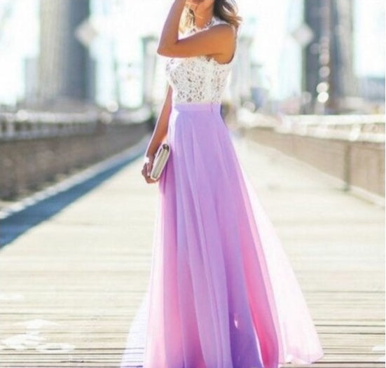 Jane – Überlängendes Chiffonkleid mit Spitzenakzenten
