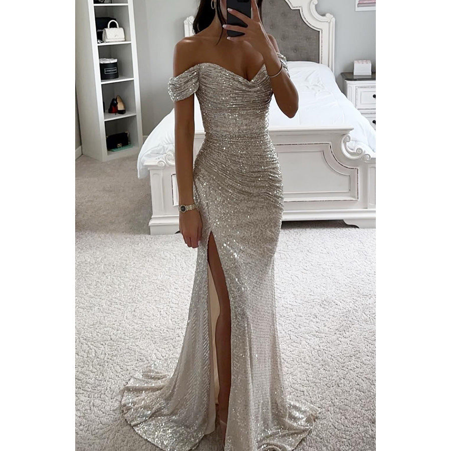 Lucy – Partykleid mit Pailletten und schulterfreiem Schnitt