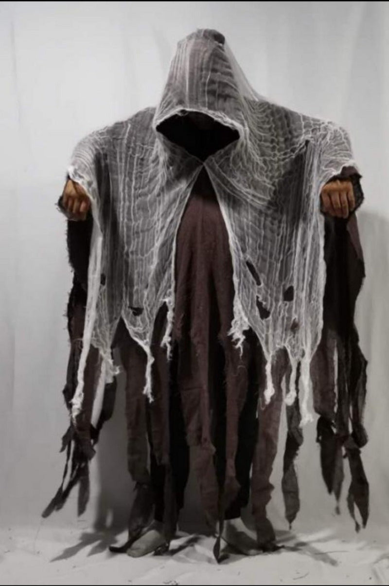 Halloween Herren & Damen Grim Reaper Kostüm – Unheimlicher Umhang mit Kapuze für Halloween-Partys & Deko