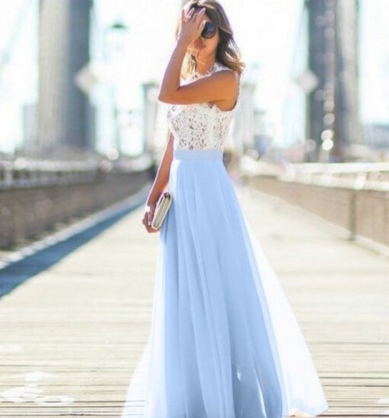 Jane – Überlängendes Chiffonkleid mit Spitzenakzenten