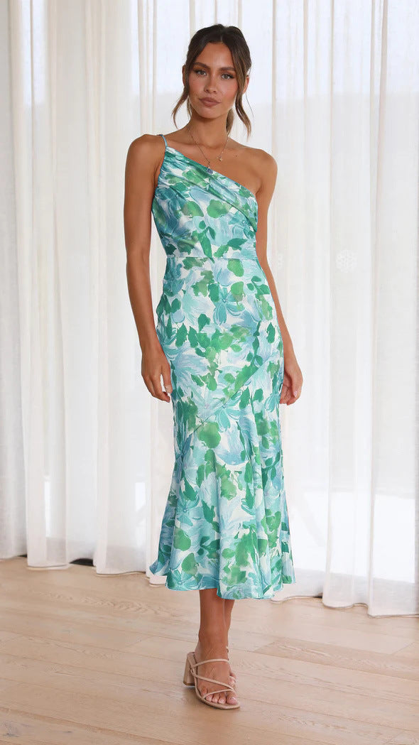 Rose – Langes Damenkleid mit Blumendruck