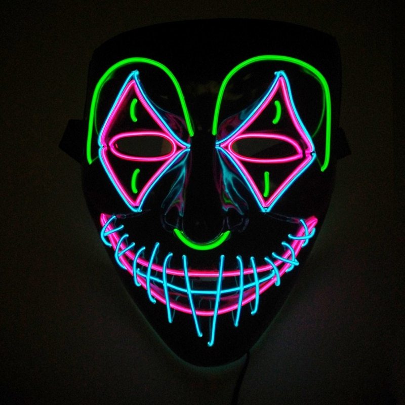 Halloween LED Leuchtmaske für Erwachsene – Gruselige Party- und Kostüm-Maske mit Neon-Effekt