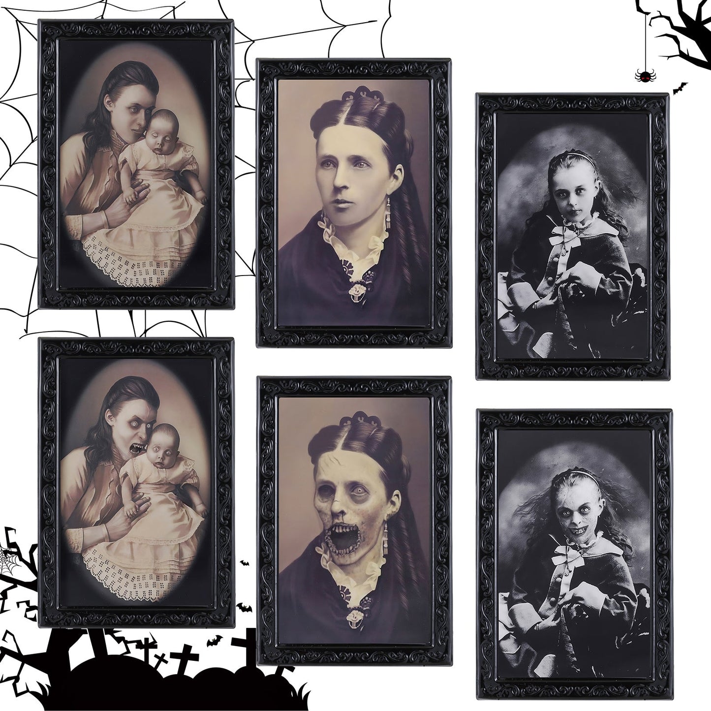 Halloween Lentikular-Bildrahmen Set – Gruselige Verwandlungs-Porträts für Dekoration & Spuk-Atmosphäre