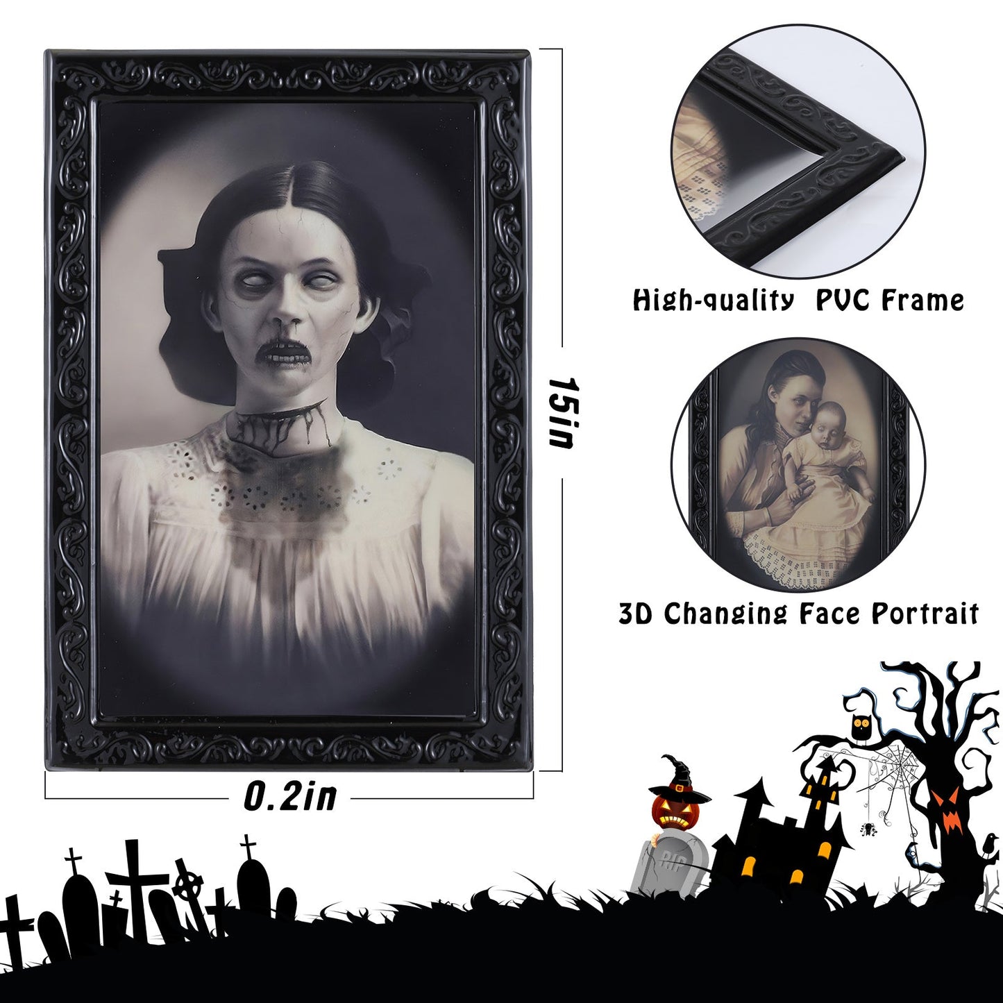 Halloween Lentikular-Bildrahmen Set – Gruselige Verwandlungs-Porträts für Dekoration & Spuk-Atmosphäre