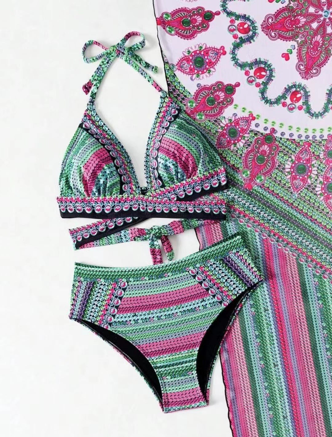 Ruby – Retro Ethnischer Stil Badeanzug mit gespaltenem Kreuzriemen