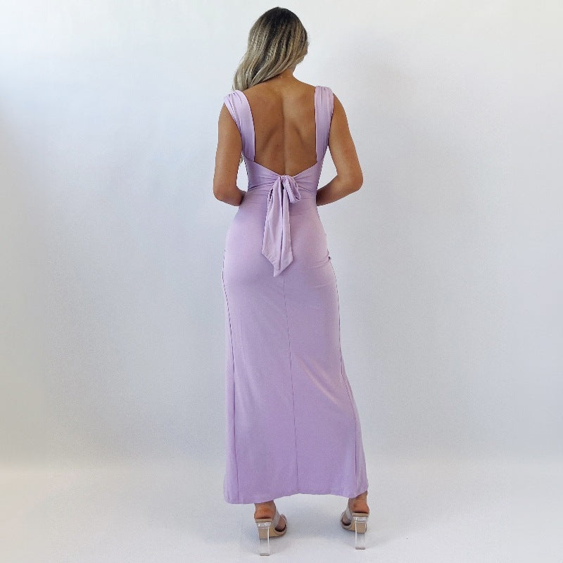 Shirley – Schmaler ärmelloses Kleid mit Rückenbindungsdesign