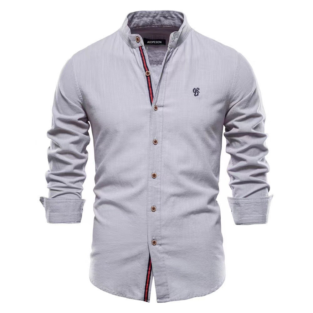 Herren Freizeithemd Slim Fit Stehkragen Modern Business Casual