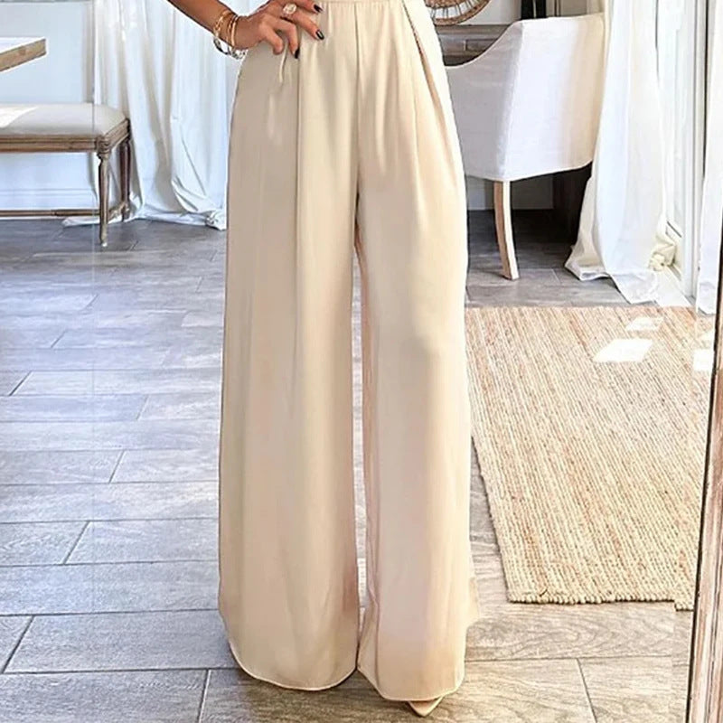 Heidi – Eleganter Jumpsuit mit Weitem Bein und Niedrigem Kragen
