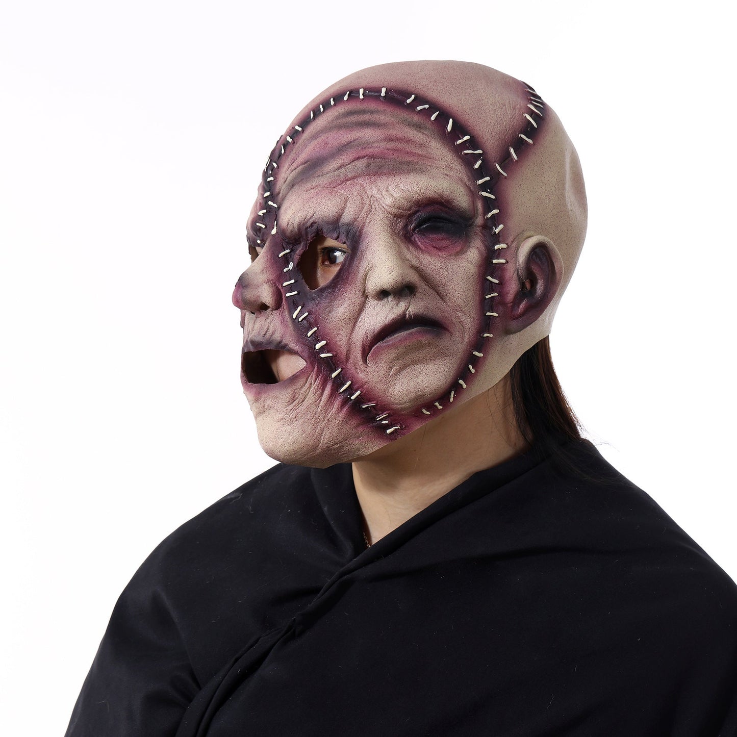 Halloween Dreifach-Gesicht Horror Latexmaske für Erwachsene – Schaurige Kostümmaske für Party & Gruseldeko