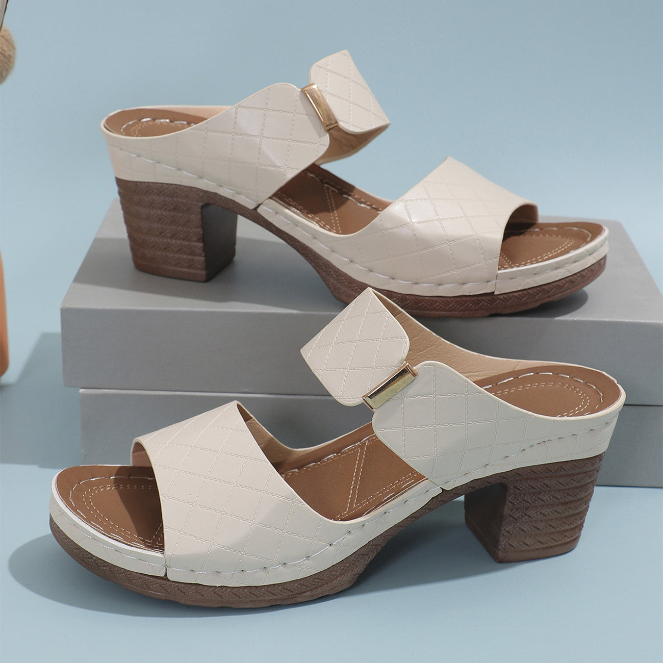 Sandra – Modische High Heel Slipper mit runder Zehenpartie für den Sommer