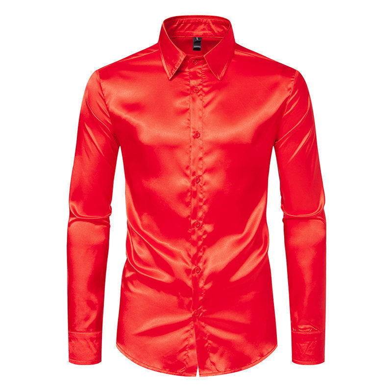 Matthew – Satin Hemd in Soliden Farben