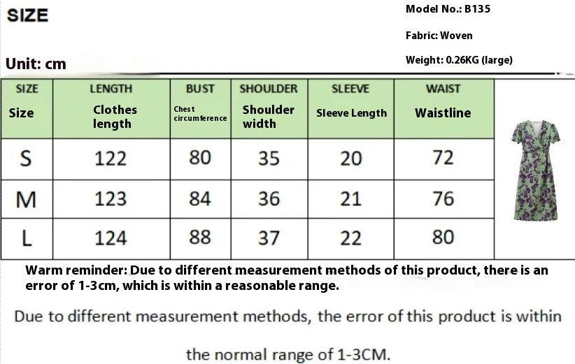 Dawn – Langes elegantes Slim V-Ausschnitt Kurzarmkleid mit Farbkontrastdruck