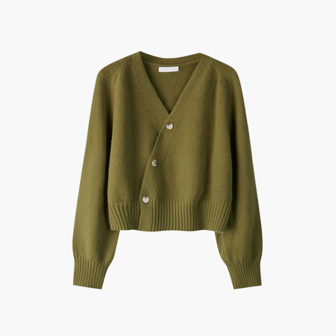 Damen Strick-Cardigan mit V-Ausschnitt und schrägen Knöpfen – Moderner Alltagsbegleiter