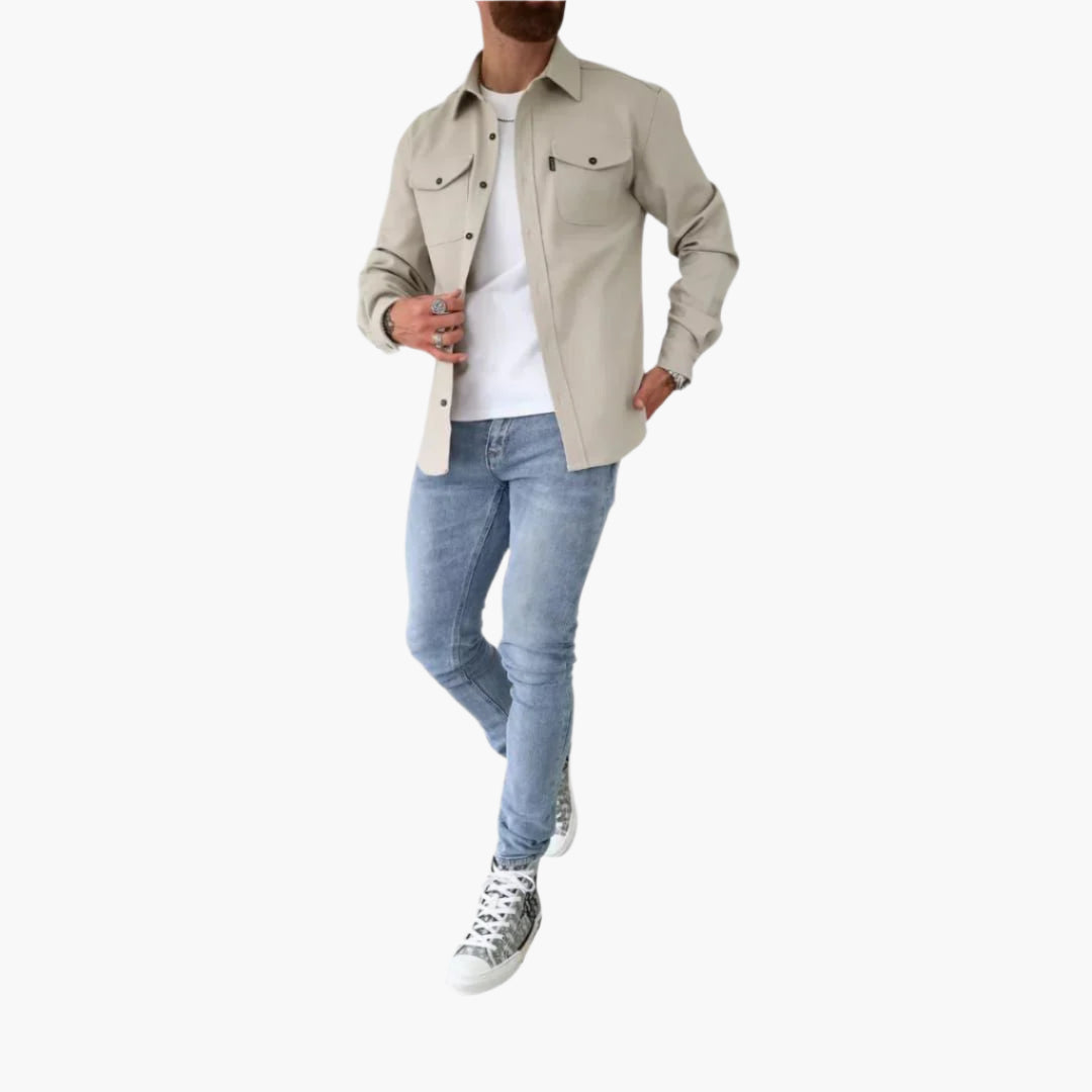 Herren Overshirt Jacke – Modernes Button-Through Design, Vielseitiger Stil für Freizeit und Business