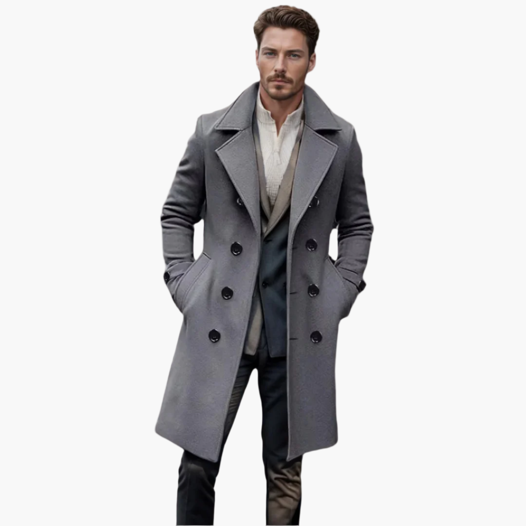 Herren Business Mantel Zweireiher – Klassischer, Eleganter Übergangs- und Wintermantel für Büro und Alltag