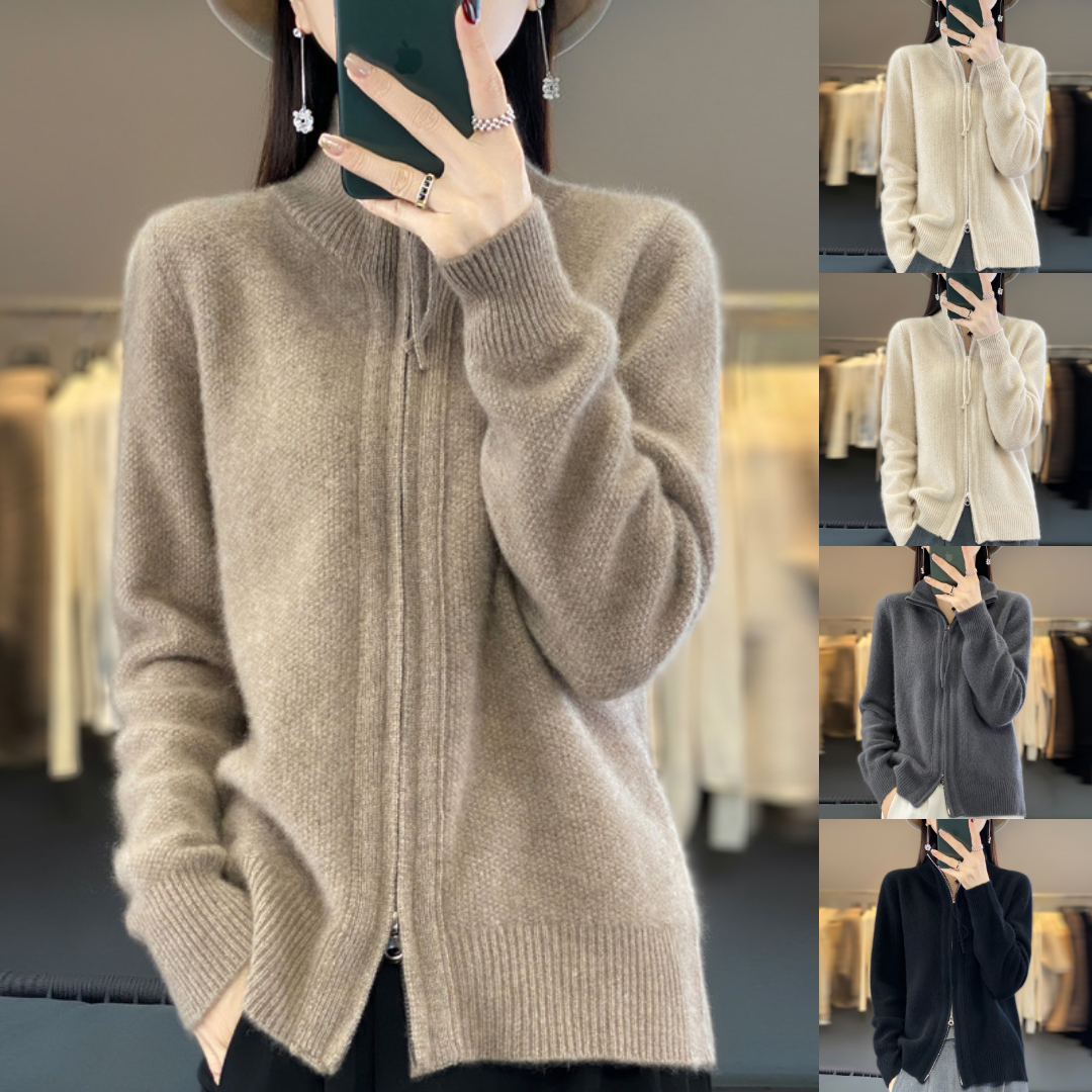 Damen Strickjacke mit Reißverschluss – Modischer Cardigan für Alltag, Büro & Freizeit