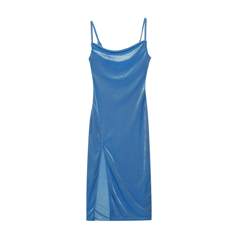 Pamela – Schickes Trägerkleid mit Spalt und ärmellos in soliden Farben