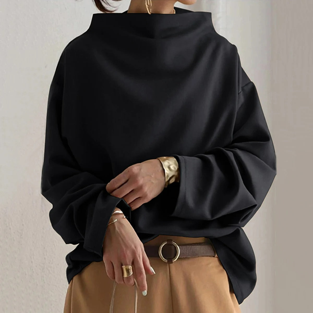 Damen Oversize Pullover mit Langarm – Modischer Freizeitpullover für Alltag und Büro