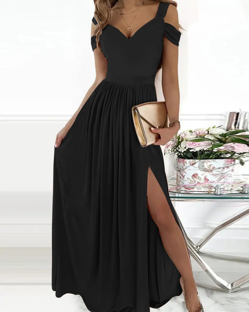 Judith – Boho Spaghetti-Träger Kleid mit Schlitz