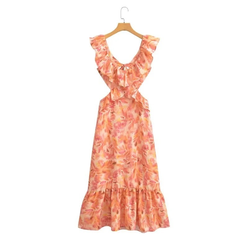 Damen Maxikleid mit Rüschen und Volants – Elegantes Sommerkleid für Freizeit und Urlaub