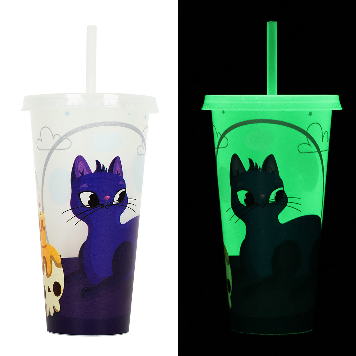 Halloween Becher mit Strohhalm – Kreativer Trinkbecher für gruselige Partys & Deko
