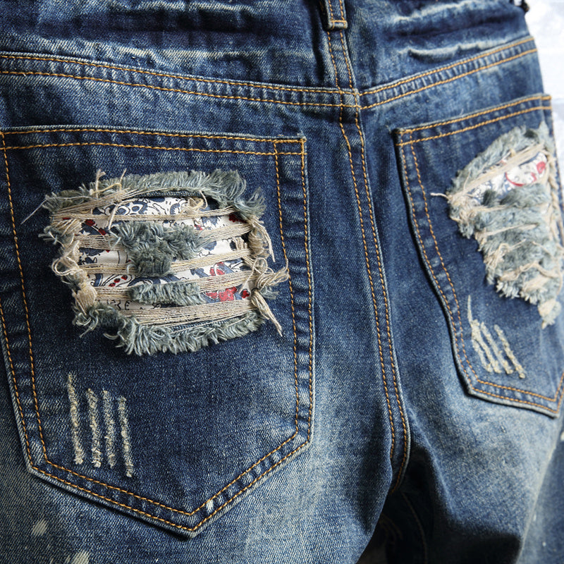 Gabriel – Neue Sommer perforierte Denim-Shorts