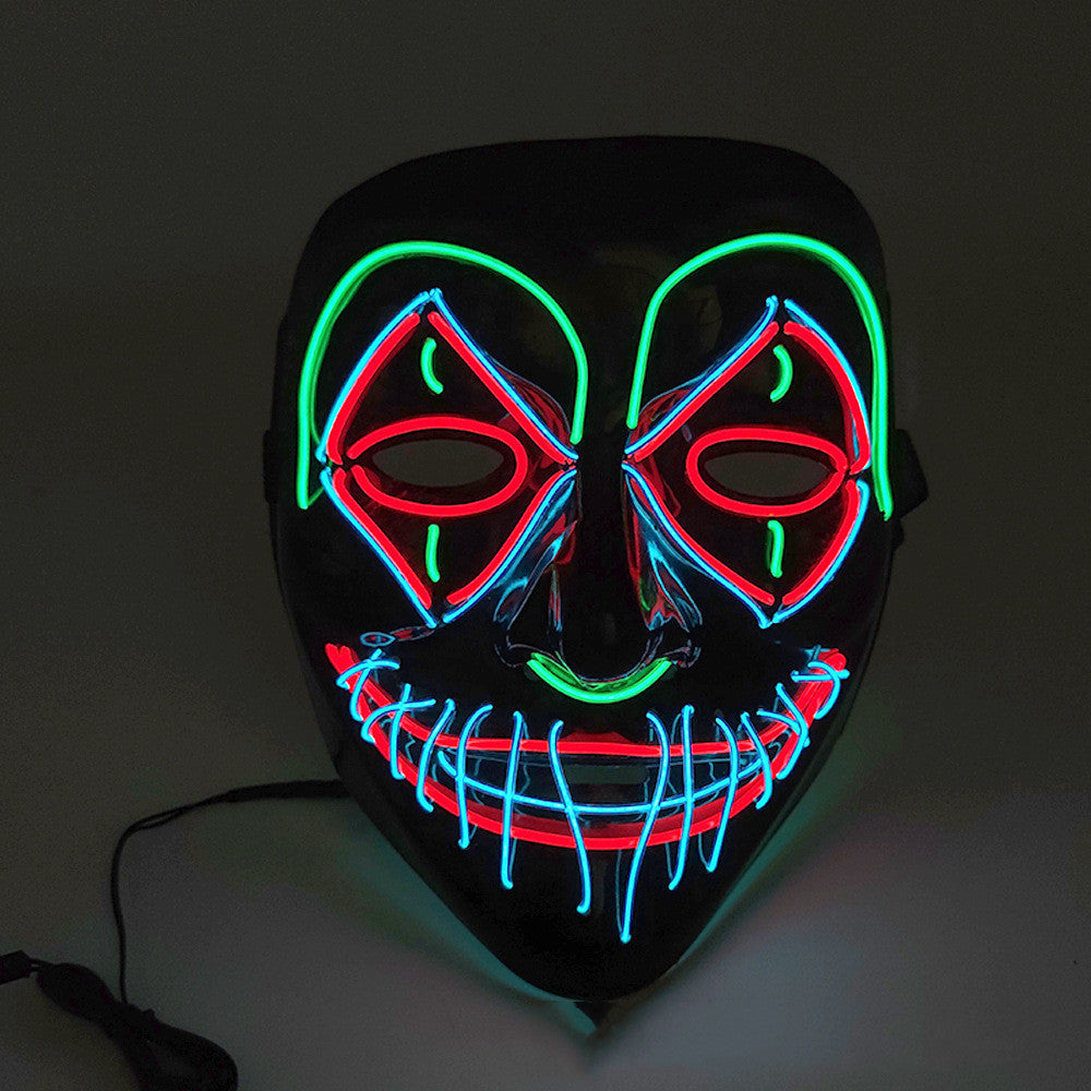 Halloween LED Leuchtmaske für Erwachsene – Gruselige Party- und Kostüm-Maske mit Neon-Effekt