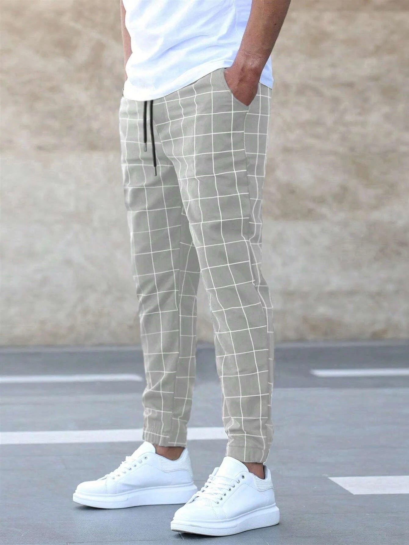 Herren Casual Karierte Jogginghose – Stilvolle Straight-Leg Freizeithose für Alltag und Sport