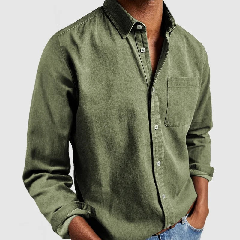 Herren Freizeit Hemd Regular Fit – Langarm, Stylischer Cardigan Look für Alltag und Büro