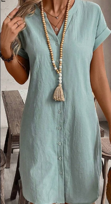 Frederick – Hemdblusenkleid mit Notch-Knopf und Batwing-Ärmeln