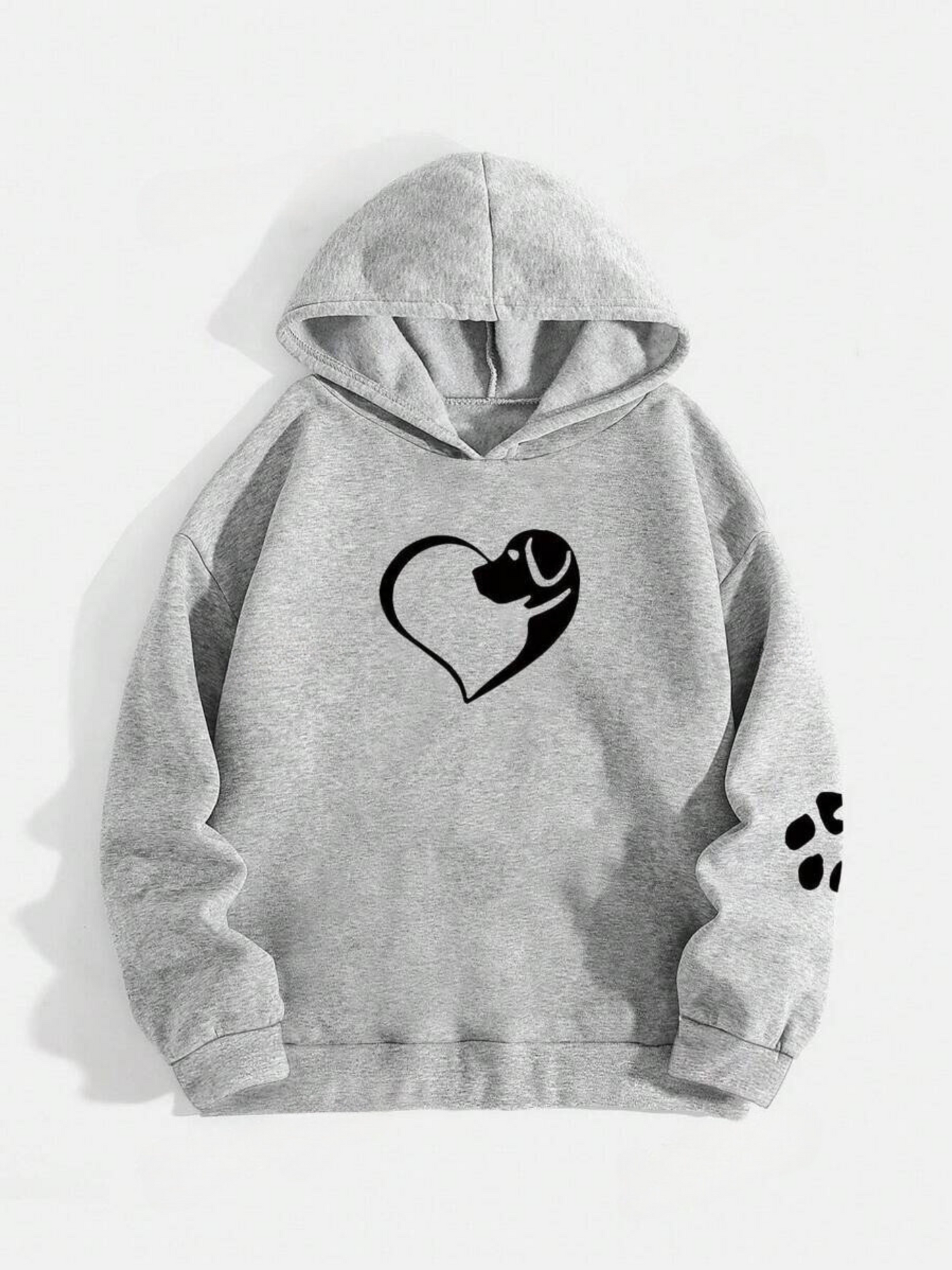 Damen Hoodie mit Hundeherz & Pfotenmotiv – Tierliebe Statement Pullover, ideal für Freizeit & Alltag