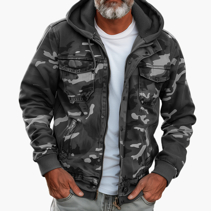 Herren Cargo-Jacke Emiliano im Camouflage-Stil für Outdoor & Streetwear