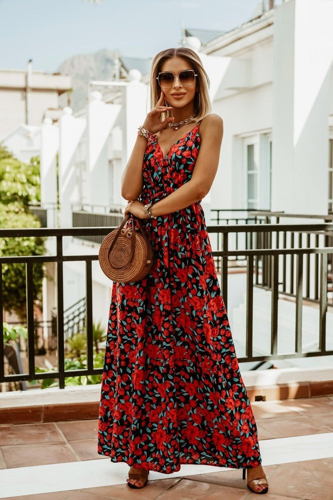 Danielle – Ärmelloses Boho-Maxikleid mit Print