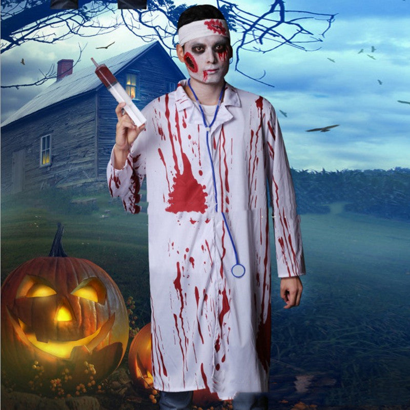 Halloween Herren Kostüm Blutrünstiger Zombie-Arzt für Gruselige Partys