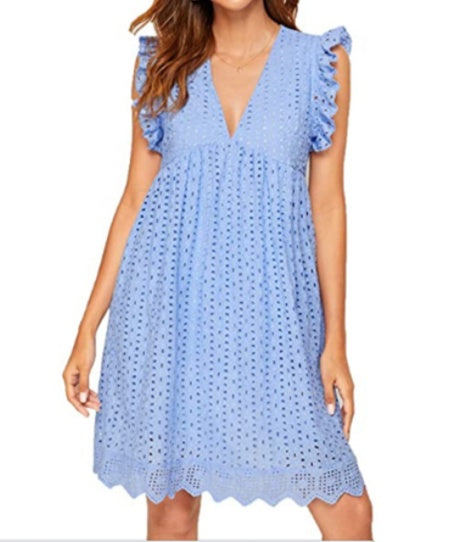 Jacqueline – Sommerliches ärmelloses Jacquard-Kleid mit Spitze und Tasche