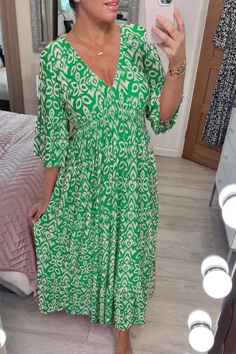 Danielle – V-Ausschnitt Floral Lockerer und Vielseitiger Langer Rock