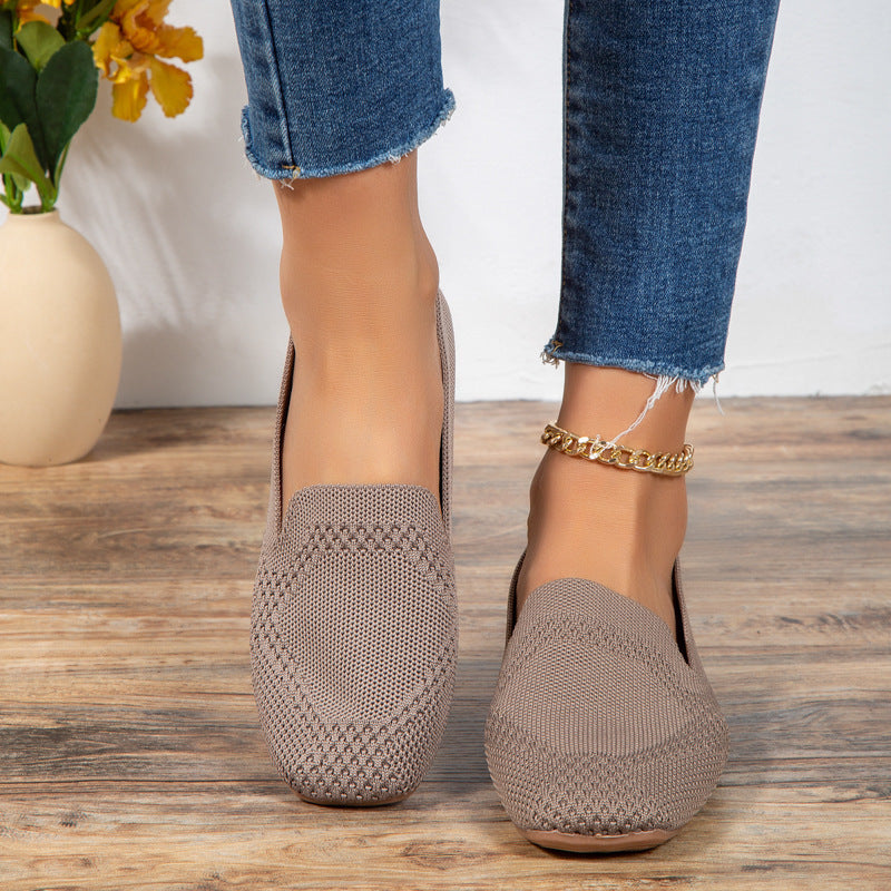 Damen Strick-Slipper Bequeme Modische Freizeitschuhe für Alltag und Reisen
