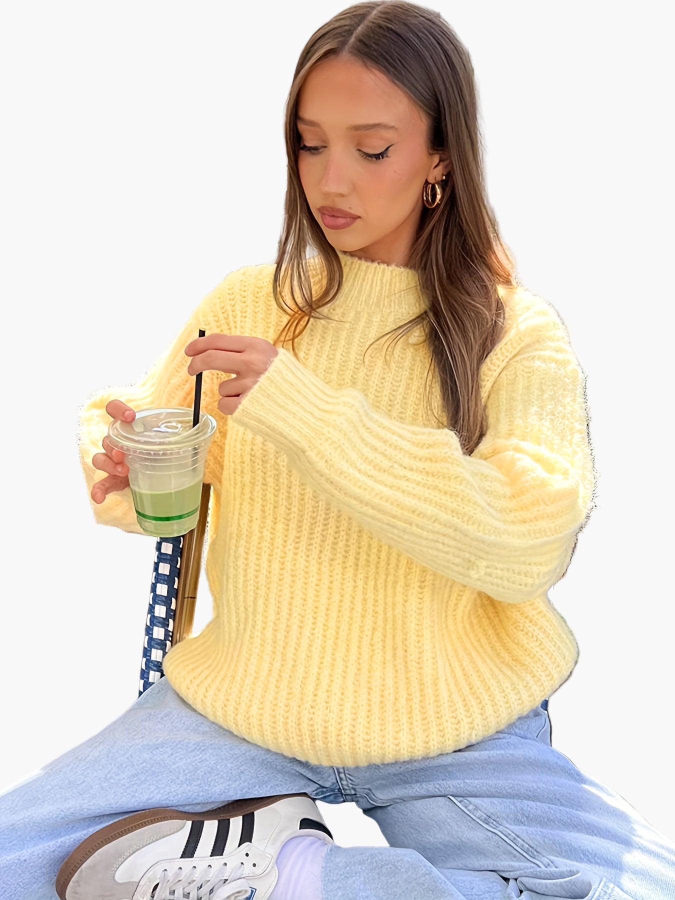 Damen Strickpullover Lockerer Schnitt Casual Herbst Winter Modestil