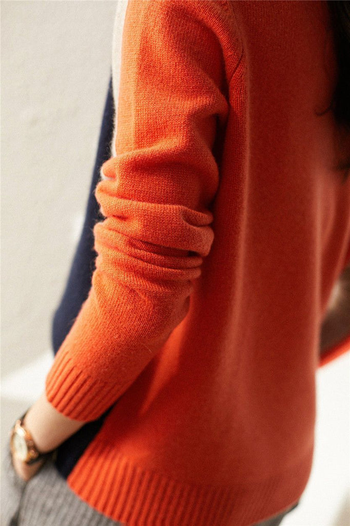 Damen Pullover Modern Colorblock Urban Style Freizeit & Büro