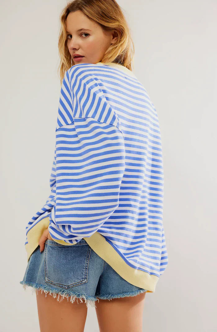 Damen Oversized Streifenpullover – Lässiger Herbst Sweater für Alltag & Freizeit