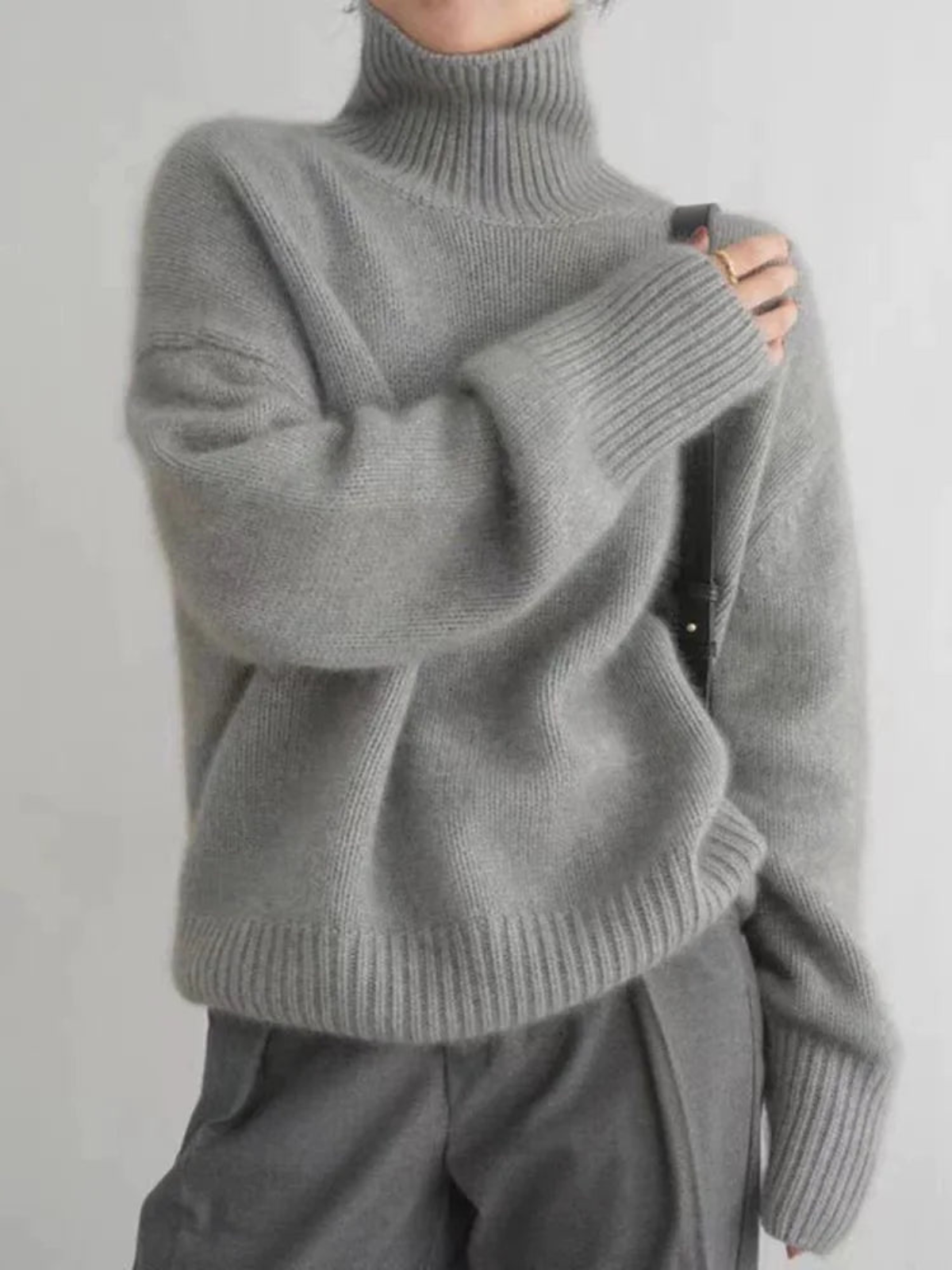 Damen Rollkragenpullover im Oversize-Look – Stilvoller Strick für Herbst und Winter